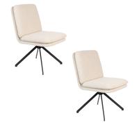 TYLER - Lot de 2 chaises pivotantes en tissu bou lanc Blanc