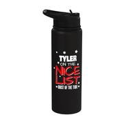 Tyler On The Nice List Funny Christmas Tyler Name Stainless Steel Insulated Water Bottle