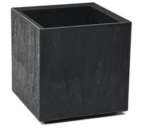Tymar Grand pot de fleurs avec roues 30x30x30 pour extérieur, grand pot de fleurs, jardinières, grand cache-pot XL aspect béton plastique_KARO (béton noir)