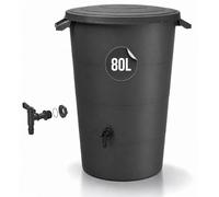 Tymar IDSM Tonneau de pluie noir 80 l avec robinet, réservoir d'eau de pluie pour jardin et balcon, tonneau d'eau de pluie Ø 57 x 65 cm