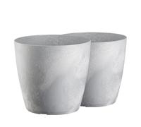 Tymar Lot de 2 pots à fleurs, en plastique, forme ronde moderne, mat (Béton, ø 30 cm)