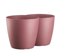 Tymar Lot de 2 pots à fleurs, en plastique, forme ronde moderne, mat (Marsala, ø 30 cm)