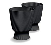 Tymar Lot de 2 pots de fleurs ronds (DBMIS noir, diamètre 22 cm)