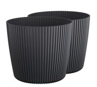 Tymar Pot de fleurs, 2 pièces, forme ronde (2), noir mat, ø 35 cm)