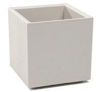 Tymar Pot de fleurs sur roulettes 30x30x30 grand extérieur, grand pot de fleurs, jardinières, cache-pot grand XL aspect béton en plastique_KARO (Beige)