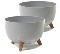 Tymar Pot de jardin grand avec pieds, cache-pot pour l'extérieur, grand pot de fleurs, bol pour fontaine solaire, jardinière ronde_Roma ((2pack) Béton; ø 47 cm)