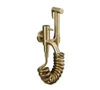 TYMYW Pulvérisateur de Bidet À Main Mural Kit avec Tuyau 2M,Robinet Eau Froide Kit En Laiton pour Balcon,Salle de Bain,Or Brossé