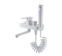 TYMYW Robinet de Cuisine avec Douchette Mural bec Orientable À 180°,Mitigeur Cuisine Mural Laiton,Blanc,20 Cm