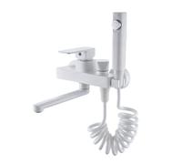 TYMYW Robinet de Cuisine avec Douchette Mural bec Orientable À 180°,Mitigeur Cuisine Mural Laiton,Blanc,30 Cm