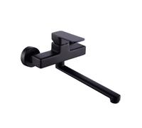 TYMYW Robinet de Cuisine Mural Noir Laiton Chaud et Froid | Bras 360 ° Pivotant 25 Cm,Poignée Unique Double Trou,pour Évier,Balcon, Baignoire