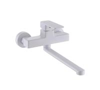 TYMYW Robinet Mitigeur Mural Evier de Cuisine Blanc Laiton Entraxe 150 | Bras 360 ° Pivotant 30 Cm ,Poignée Unique Double Trou,pour Évier,Balcon