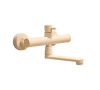 TYMYW Robinet Mural Cuisine Entraxe 150 En Laiton Double Trou | Pivotant À 360°, avec Bec 15 Cm, Monocommande Mitigeur, pour Évier et Balcon, Blanc Laiteux