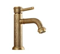 TYMYW Robinet Salle de Bain Laiton Antique Mitigeur Lavabo Pivotant 360 ° | Cartouche Céramique Monocommande Mitigeur Salle de Bain Monotrou Retro