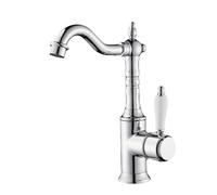 TYMYW Robinets de Lavabo pour Salle de Bain Retro Pivotant À 360 ° Mitigeur Lavabo Poignée Unique Monotrou En Laiton,Chromé