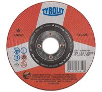 TYROLIT Disque abrasif DxH 115x22,23 TOUCH pour acier inoxydable et métaux non ferreux, forme : 29T - version déportée, Art. 236318 x25 morceau