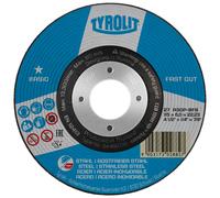 TYROLIT Meule à ébarber DxUxH 115x6x22,23 FASTCUT Basic pour acier et inox, forme : 27C - version déportée, art. 34468716 x10 morceau