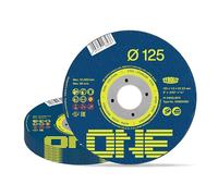 TYROLIT One Lot de 25 disques à tronçonner en métal 2 en 1 - Disques de meuleuse d'angle durables pour une coupe super rapide en acier inoxydable - 125 mm x 1,0 mm x 22,23 mm