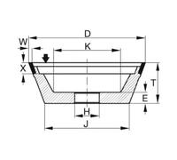 TYROLIT TYROLIT Meule boisseau diamant D x T x H (mm), 100 x 35 x 20, Type : D126, 597520 D126 Quantité:1