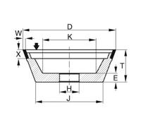 TYROLIT TYROLIT Meule boisseau diamant D x T x H (mm), 125 x 40 x 20, Type : D126 Quantité:1