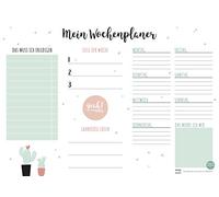 TYSK Design Lot de 2 sous-mains cactus (design au choix) en papier à déchirer, format A3, bloc-notes, planificateur hebdomadaire