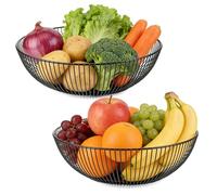 TYSM-CC Lot de 2 Corbeilles à Fruits en Métal Noir 28 × 8 cm