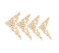 TYTOGE Applique en Bois Motif Fleur Sculptée, 4 Pièces (12 * 12) | Léger, facile à teindre, décoratif pour murs, armoires, fenêtres, occidentale chinoise