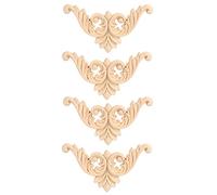 TYTOGE Applique en Bois Motif Fleur Sculptée, 4 Pièces (8 * 8) | Léger, facile à teindre, décoratif pour murs, armoires, fenêtres, occidentale chinoise