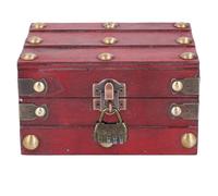 TYTOGE Coffre au Trésor Décoratif, Boîte de Rangement en Bois Vintage Compacte en contreplaqué Multifonctionnelle 145x120x85mm pour le Bureau (Rouge)