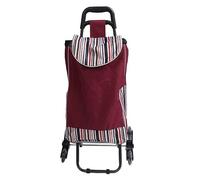TYTOGE Diable, Chariot à Bagages Pliable Compact avec Sac pour Voyage (Bande Rouge)