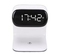 TYTOGE Réveil Intelligent, Station de Charge Rapide Fil avec Veilleuse Tactile 15W, Horloge Numérique pour Chambre à Coucher et Salon