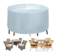 TYYHTJ Ronde Housse Salon de Jardin, 420D Oxford Tissu Housse de Table Jardin Imperméable, Housse de Mobilier de Patio Extérieur Imperméable Anti-UV Résistant Au Froid Coupe-Vent, Ø 160x65cm