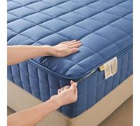 TYYUETY Housse de Matelas de Protection avec Fermeture éclair, Housse de Matelas Monobloc avec Taille Personnalisable, Housse de Matelas Amovible et Lavable-Blue- 90x190+15cm