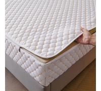 TYYUETY Housse de Matelas de Protection avec Fermeture éclair, Housse de Matelas Monobloc avec Taille Personnalisable, Housse de Matelas Amovible et Lavable-White- 160x200+15cm