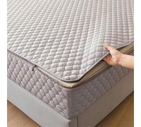 TYYUETY Housse de Matelas de Protection avec Fermeture éclair, Housse de Matelas Monobloc avec Taille Personnalisable, Housse de Matelas Amovible et Lavable-Gray- 160x200+18cm