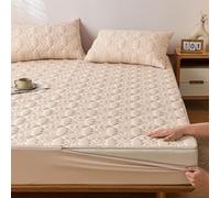 TYYUETY Housses et protège-Matelas avec Fermeture éclair, Housses de Matelas de différentes Tailles, Respirantes, faciles à Nettoyer, adaptées aux Lits Simples/Doubles-Beige- 190x200+30cm