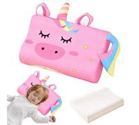 TZEKING Coussin Enfant, Oreiller Ergonomique 45x27x6 cm avec Taie Détachable, Respirant et Confortable, Schlummerkids Coussin pour Enfants à partir de 3 Ans