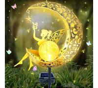 TZEKING Lampes Solaires de Jardin,Decoration Jardin Exterieur Lumière en Forme de Lune,Solaire Exterieur Jardin,IP65 Étanche Lampe Solaire LED,LED Boule de Verre Lumière pour Chemin Pelouse,Patio