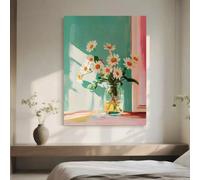 TZKBDMA Affiche artistique Marguerite - Décoration murale moderne sur toile, motif bouquet de fleurs sauvages rétro, idéale pour le salon, la chambre, la salle de bain (40 x 60 cm/sans cadre)