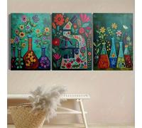 TZKBDMA Verrerie de laboratoire, microscope, poumon, bouquet de fleurs, peinture abstraite botanique bohème pour décoration murale de salon (20x30cmx3/sans cadre)