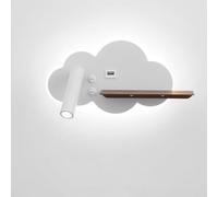 TZSMUM Applique Murale LED Nuage Lampe Murale avec Interrupteur Luminaire Mural avec Port USB Éclairage Mural Rotatifs 350° pour Chambre Enfant Salon Escaliers (Blanc à Droite,Lumière Blanche)