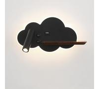 TZSMUM Applique Murale LED Nuage Lampe Murale avec Interrupteur Luminaire Mural avec Port USB Éclairage Mural Rotatifs 350° pour Chambre Enfant Salon Escaliers (Noir à Droite,Lumière Neutre)
