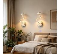 TZSMUM LED Créatif Applique Murale avec 120° Détecteur de Mouvement Éclairages Murales USB Rechargeable Magnétique Lampe Murale 3000K/4000K/6000K Dimmable pour Escalier (2 Pièces,Blanc)