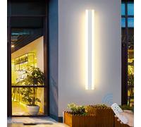 TZSMUM LED Dimmable Applique Murale Exterieur Interieur avec Télécommande Terrasse Lampe Murale Extérieure Longue Barre Jardin IP65 Étanche Eclairage Mural Moderne pour Terrasse Garage Blanc (120CM)