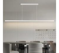 TZSMUM LED Long Linéaire Lampe à Suspension avec Télécommande Lampe Pendante 2700K-6500K Dimmable Suspension Luminaire Fer Aluminium Minimaliste Design pour Cuisine Salon (150cm,Blanc)