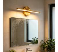 TZSMUM LED Moderne Applique Murale Salle de Bain Miroir Imperméable Éclairages Murales avec Interrupteur Fiche Lampe Murale Intérieur Rectangulaire Aluminium Fer pour Salon (Lumière Chaude,Cuivre)