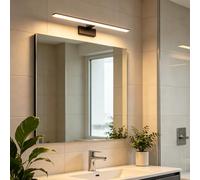 TZSMUM LED Moderne Applique Murale Salle de Bains Miroir Étanche Éclairages Murales Intérieur Minimaliste Rectangulaire Design Lampe Murale Acrylique Fer pour Escalier (72cm,Noir Lumière Chaude)
