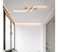 TZSMUM Plafonnier LED Moderne Créatif Lampe de Plafond Intérieur Semi Encastré Luminaire Plafonnier Longue Design Aluminium pour Cuisine Salle à Manger Chambre (Or-Lumière Neutre,80cm)