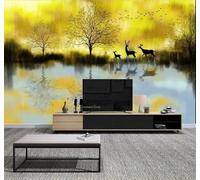 Tzxztt Abstrait Beau Arbres Élan Paysage Papier Peint 3D Moderne Soie Texturée Haut De Gamme Idéal Pour Le Salon Et La Chambre à Coucher-430cm×300cm