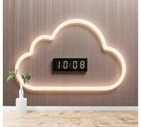 Tzxztt Créatif Forme De Nuage Lumineux Horloge Numérique Lumière Chaude Papier Peint 3D Moderne Soie Texturée Haut De Gamme Idéal Pour Le Salon Et La Chambre à Coucher-150cm×105cm