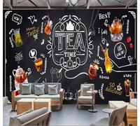 Tzxztt Dessin À La Main Craie Tableau Noir Thé Aux Fruits Détente Bar Papier Peint 3D Moderne Soie Texturée Haut De Gamme Idéal Pour Le Salon Et La Chambre à Coucher-350cm×256cm